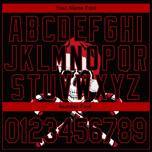 Custom Stitched Red Black-White 3D Skulls And Christmas Santa's Hat Sports Pullover Sweatshirt Hoodie - Image 4