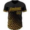 Custom Black Gold 3D Pattern Design Leopard Print Fade Fashion Authentic Baseball Jersey - Image 2