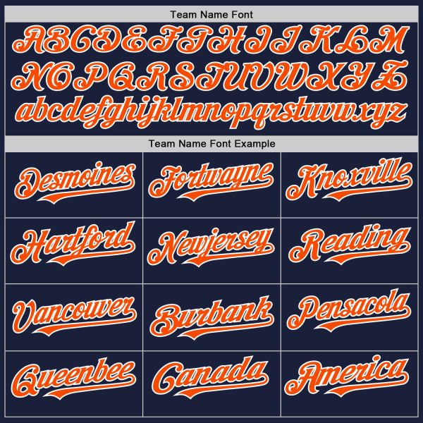 Custom Navy Orange-White Line Authentic Baseball Jersey - Image 4
