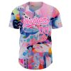 Custom Pink White 3D Pattern Design Abstract Painting Authentic Baseball Jersey - Image 2