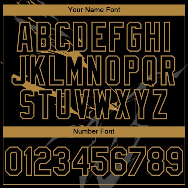 Custom Black Old Gold 3D Pattern Design Lightning Authentic Baseball Jersey - Image 5