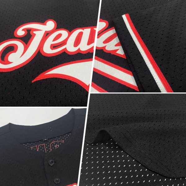 Custom Black Kelly Green-White Mesh Authentic Throwback Baseball Jersey - Image 2