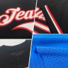 Custom Blue White-Black Mesh Authentic Throwback Baseball Jersey - Image 2