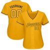 Custom Gold Gold-Black Authentic Baseball Jersey - Image 2