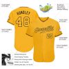 Custom Gold Gold-Black Authentic Baseball Jersey - Image 3