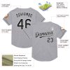 Custom Gray Black-White Mesh Authentic Throwback Baseball Jersey - Image 3