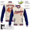 Custom Cream Orange-Royal Bomber Full-Snap Varsity Letterman Two Tone Jacket - Image 3