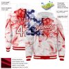 Custom White Red-Royal American Flag Fashion 3D Bomber Full-Snap Varsity Letterman Hoodie Jacket - Image 3