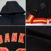 Custom White Kelly Green-Black Gradient Square Shape 3D Pattern Design Bomber Full-Snap Varsity Letterman Hoodie Jacket - Image 2