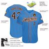 Custom Powder Blue Black Pinstripe Black-Orange Authentic Baseball Jersey - Image 3