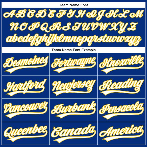 Custom Royal White Pinstripe Yellow Authentic Baseball Jersey - Image 4