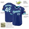 Custom Royal White-Teal Authentic Throwback Baseball Jersey - Image 3