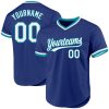 Custom Royal White-Teal Authentic Throwback Baseball Jersey