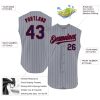 Custom Gray Navy Pinstripe Red Authentic Sleeveless Baseball Jersey - Image 2