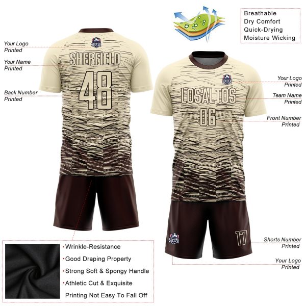 Custom Cream Brown Sublimation Soccer Uniform Jersey - Image 3