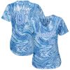 Custom Tie Dye Light Blue-White 3D Authentic Baseball Jersey - Image 2