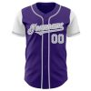 Custom Purple Gray-White Authentic Two Tone Baseball Jersey - Image 2