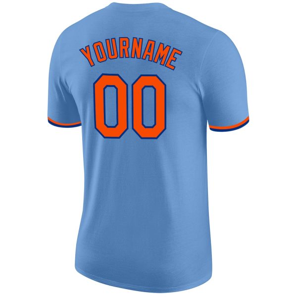 Custom Light Blue Orange-Royal Performance T-Shirt - Image 6